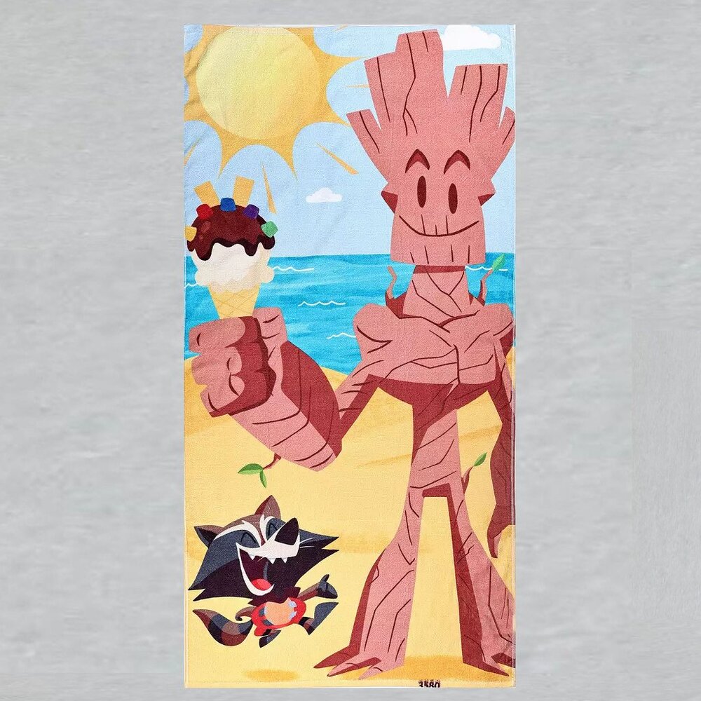 Marvel Groot Printed Beach Towel Measures 28 x 58 Inches